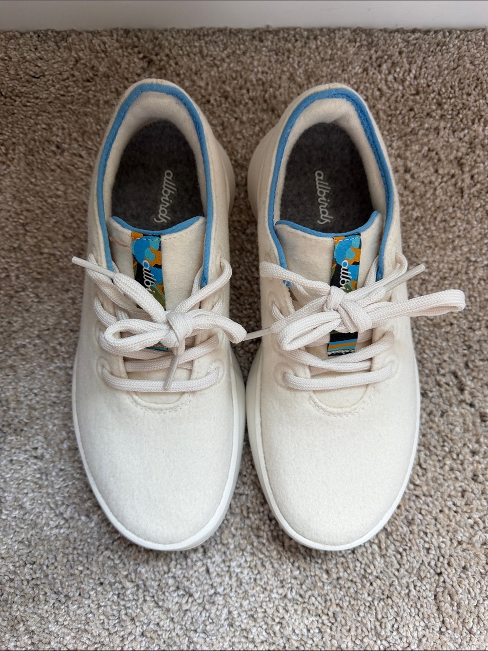 Allbirds Women’s Wool Sneakers - Cream with Blue Trim